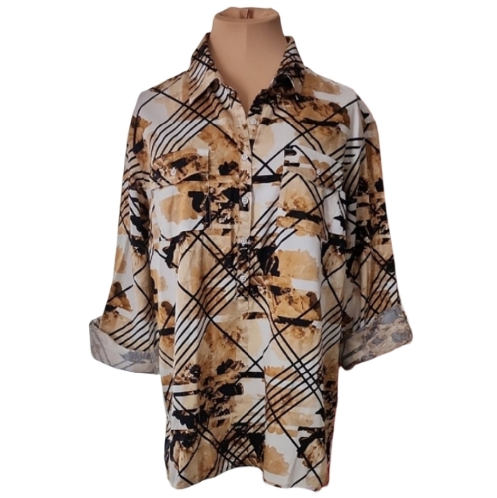 Dana Buchman Floral‎ Pull Over Blouse Women's Large